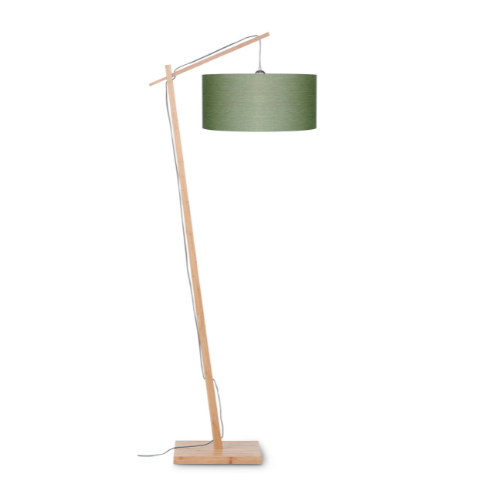 Good&Mojo Vloerlamp Andes bamboe h.176cm/kap 47x23cm eco linnen, green forest